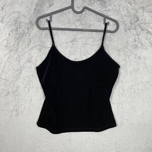 Vintage Y2K Goth Velvet Babydoll Top Large Spaghetti Strap Black‎ Whimsigoth